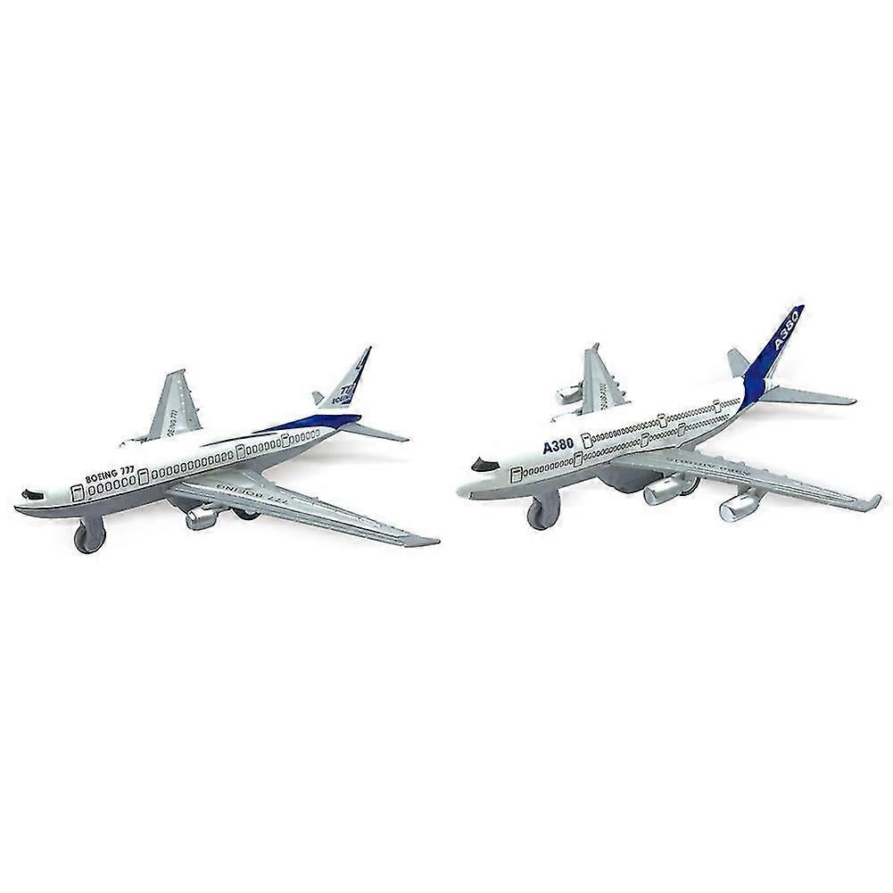 2pcs Mini Simulation 777 A380 Pull Back Aircraft Airplane Model Collectible Toy