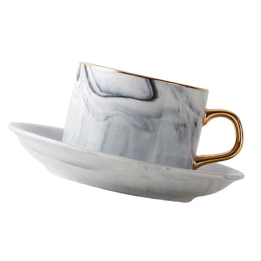 Coffee Mug Ceramic Cup with Saucer for Storage Using 1Set Grey Afternoon Tea