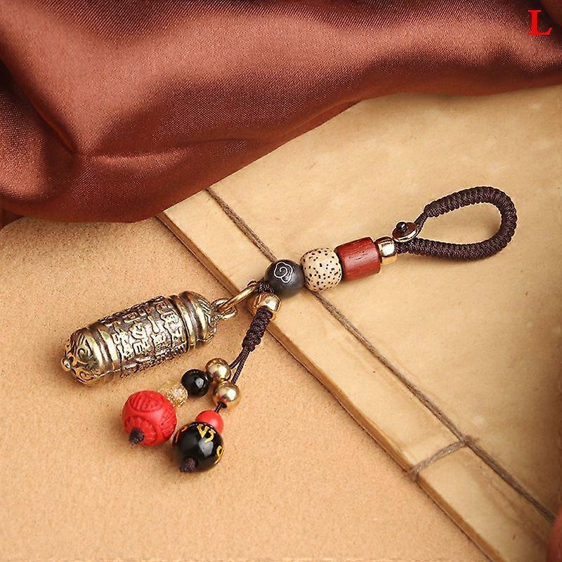 Vintage Copper Pendant Urn Ashes Filler Buddhist Scriptures Keychain