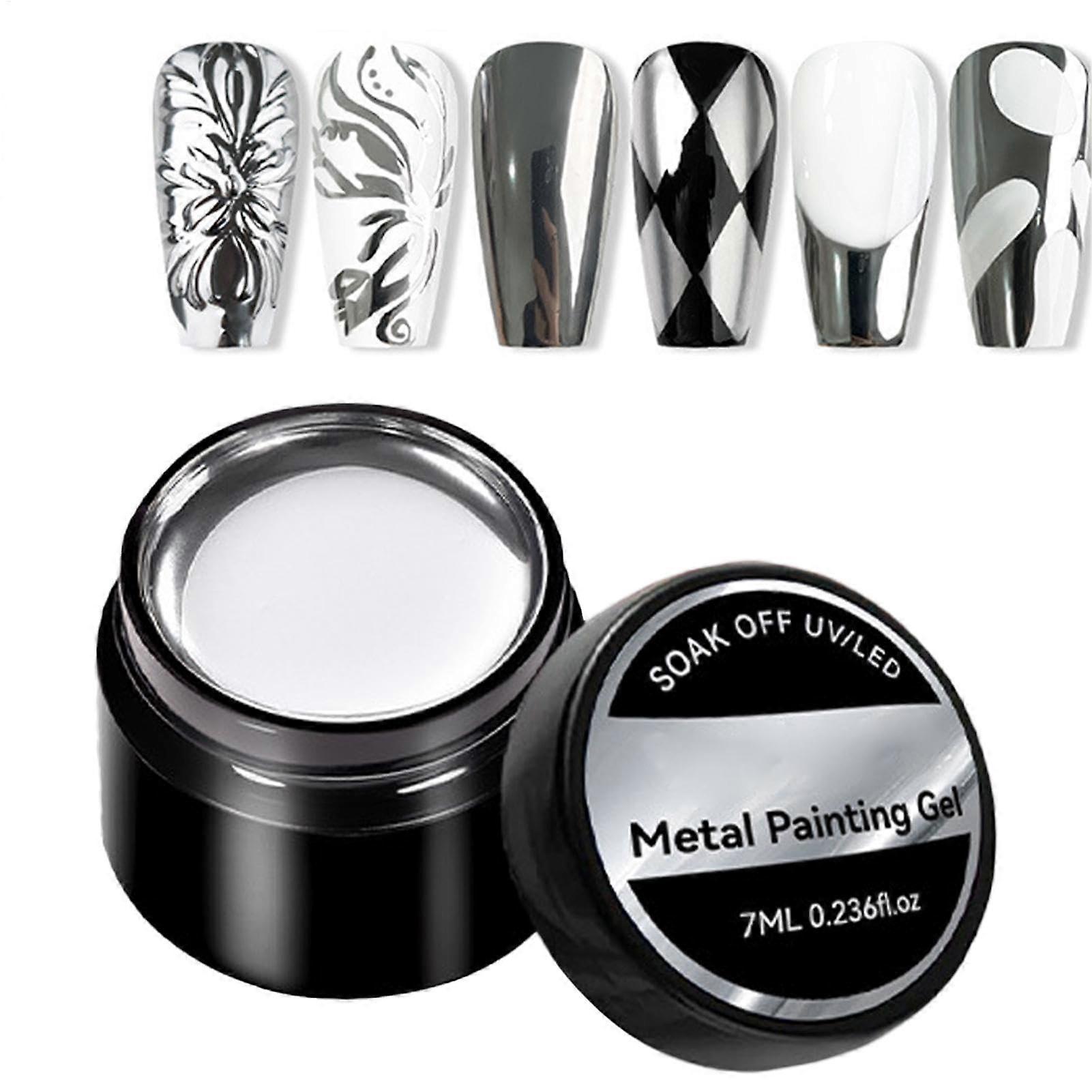 Metallic Gel Nail Polish 7ml Reflective Silver Mirror Effect UV LED Curing  Gloss LongLasting