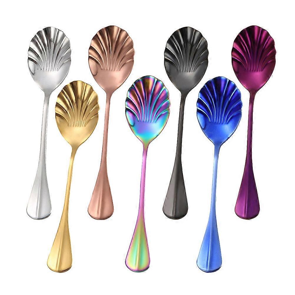 Stainless Steel Shell Spoons for Stirring Coffee with Long Handle 3Pcs