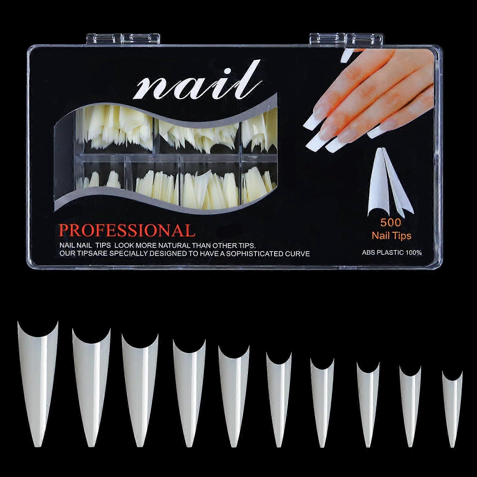 Extra Long Square Acrylic Nail Tips Professional Ten Sizes Easy Trim Smooth Surface