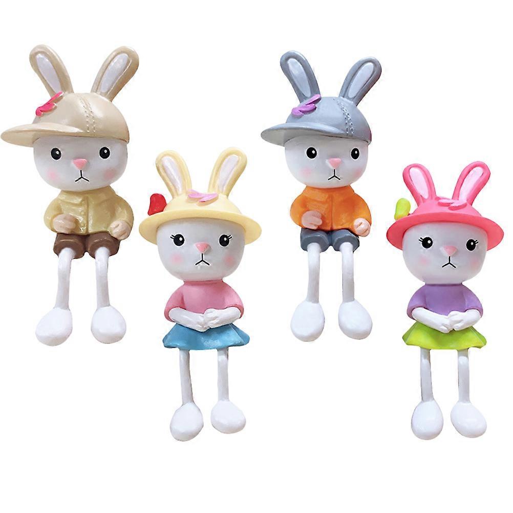 Mini Rabbit Figurines for Decor PVC Rabbit Craft 4Pcs Landscape Kit