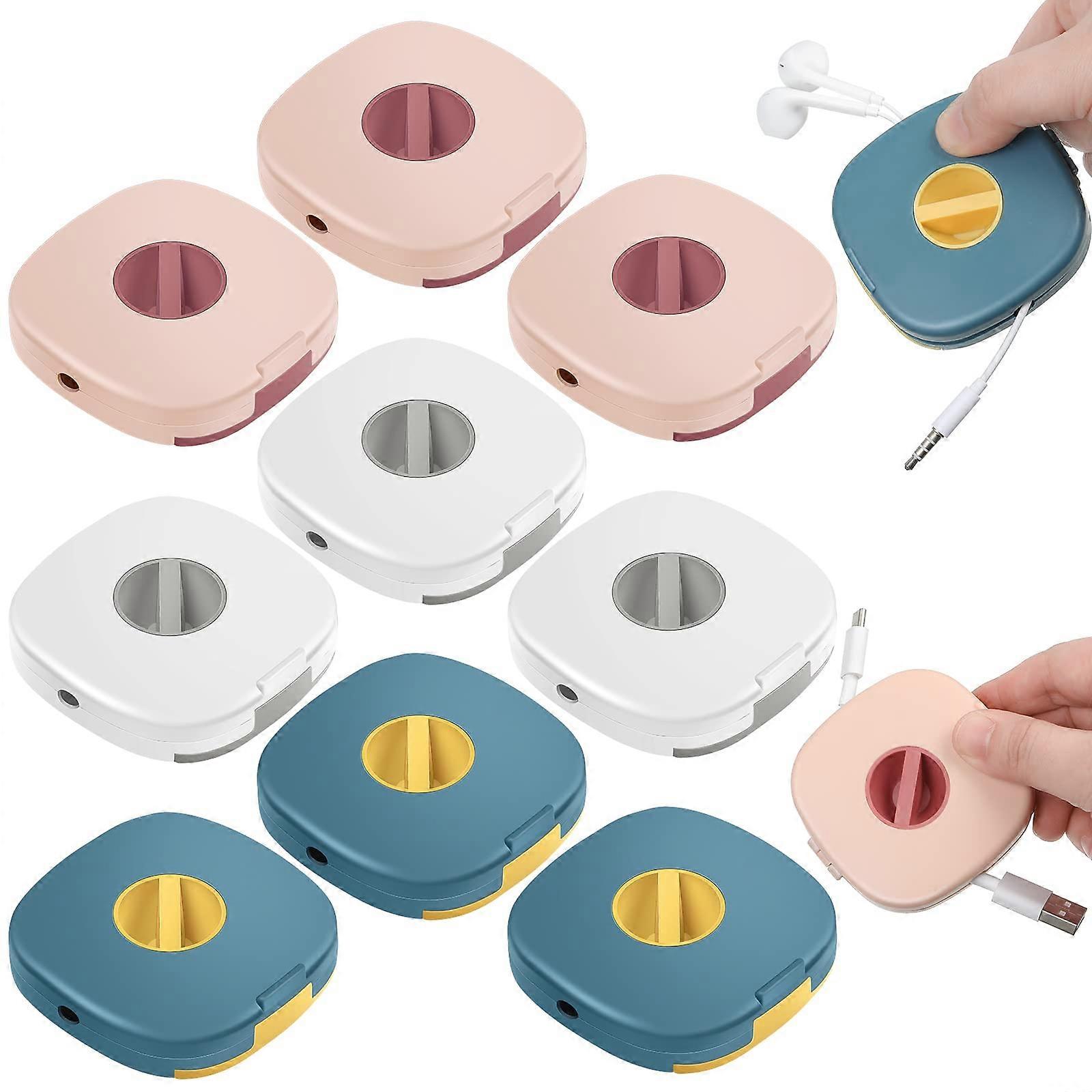 Retractable Cable Organizer MultiColor Cord Management Case with 2 in 1 Phone Stand, 9 Pack