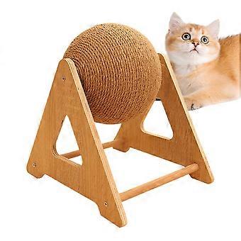 Interaktiver Kratzball aus Holz und Sisal für Katzenwelpen mit stabilem Kippschutz