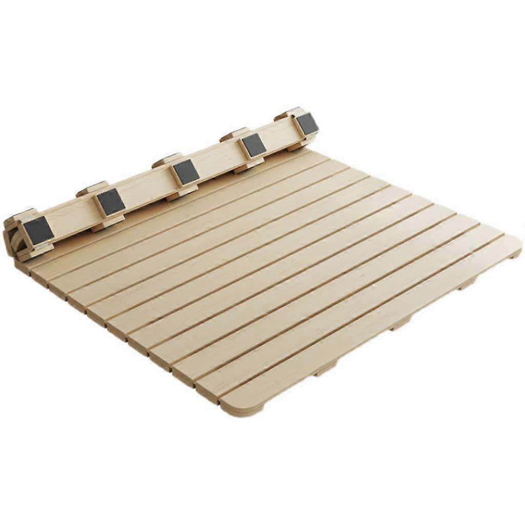 Foldable Wooden Bed Board Solid Pine Slatted Base with AntiSkid Pads for Mattress Support 1.5x2m