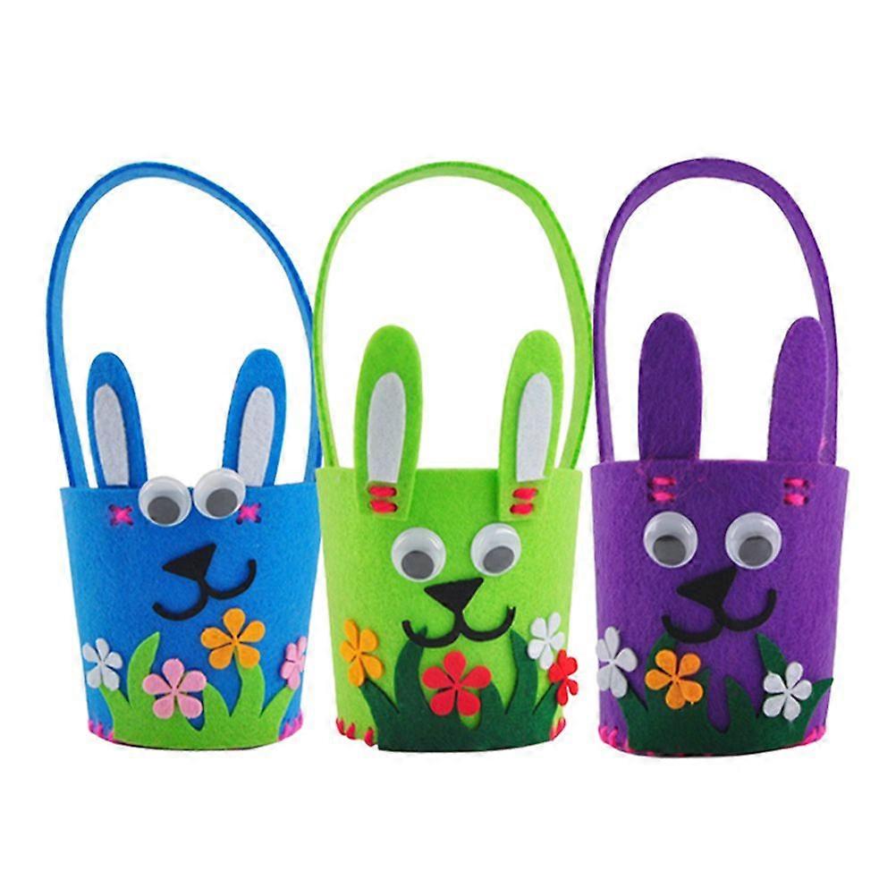 3 Pcs Easter Cloth Buckets Candy Storage Pouch Easter Eggs Buckets(Random Style)