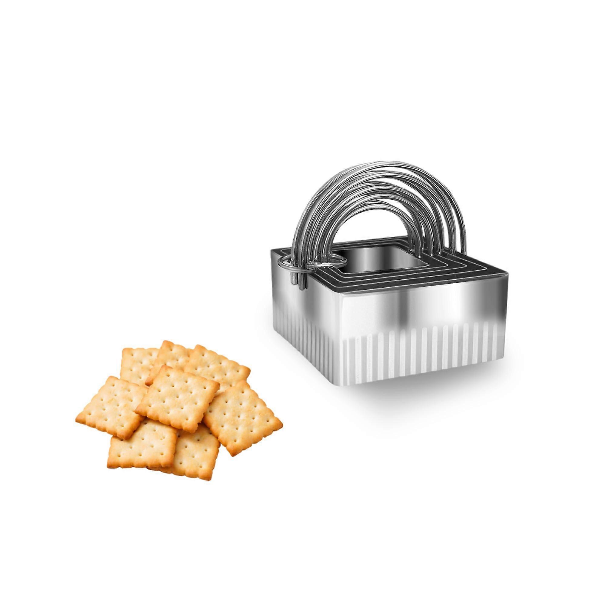 Stainless Steel Biscuit Cutters Set with Handle, Fluted Square Cookie Cutters, 5 Nesting Sizes
