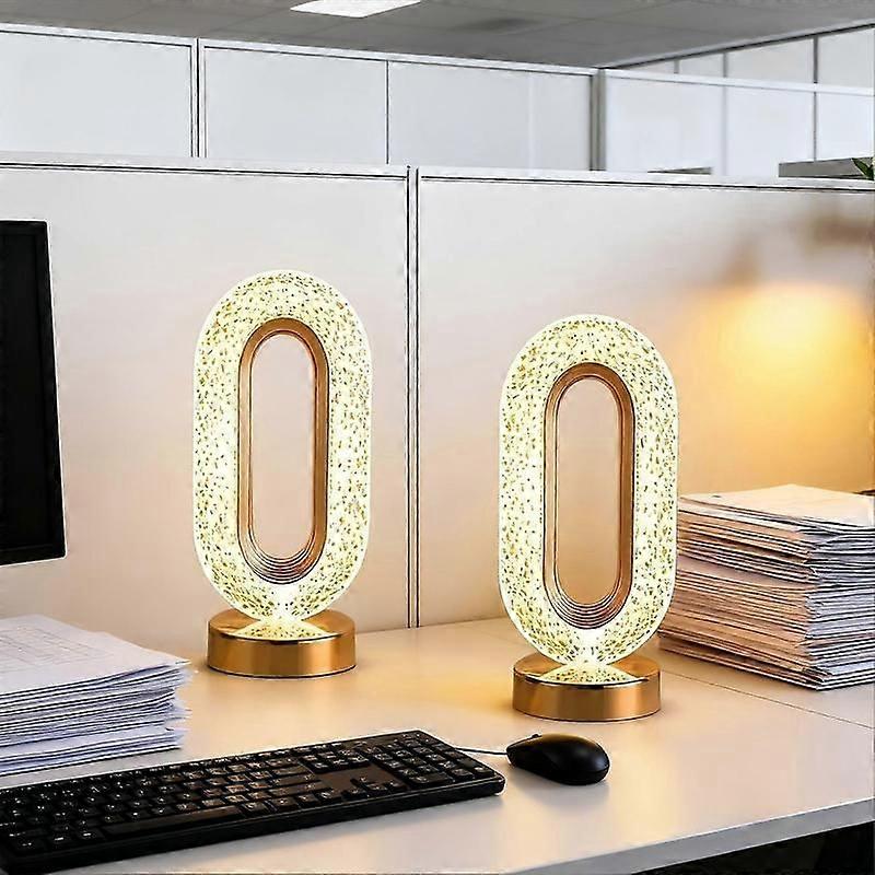 Modern oval table lamp with USB charging and touch control for home decor