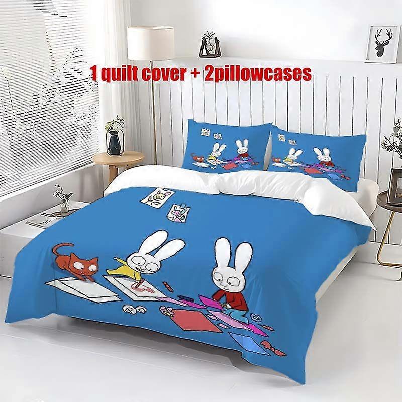 3pcs Simon Creative Time Themed Printed bedding Including a Duvet Cover And Two Pillowcases