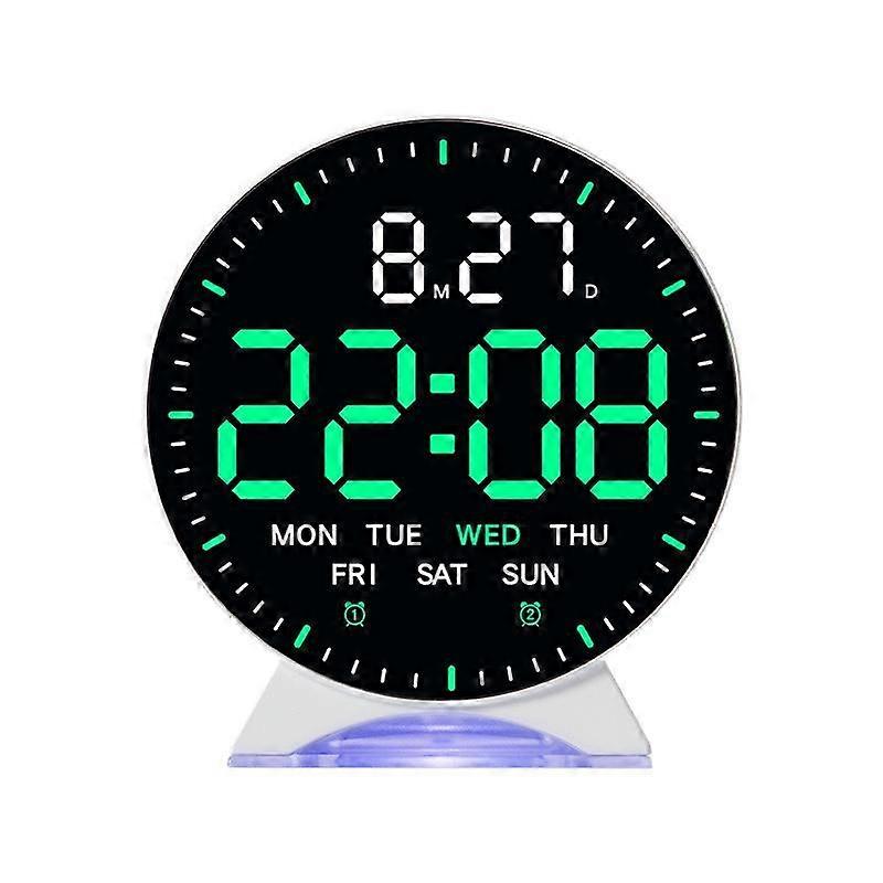 LED Multifunction Electronic Alarm Clock, Color: White Shell Green Light