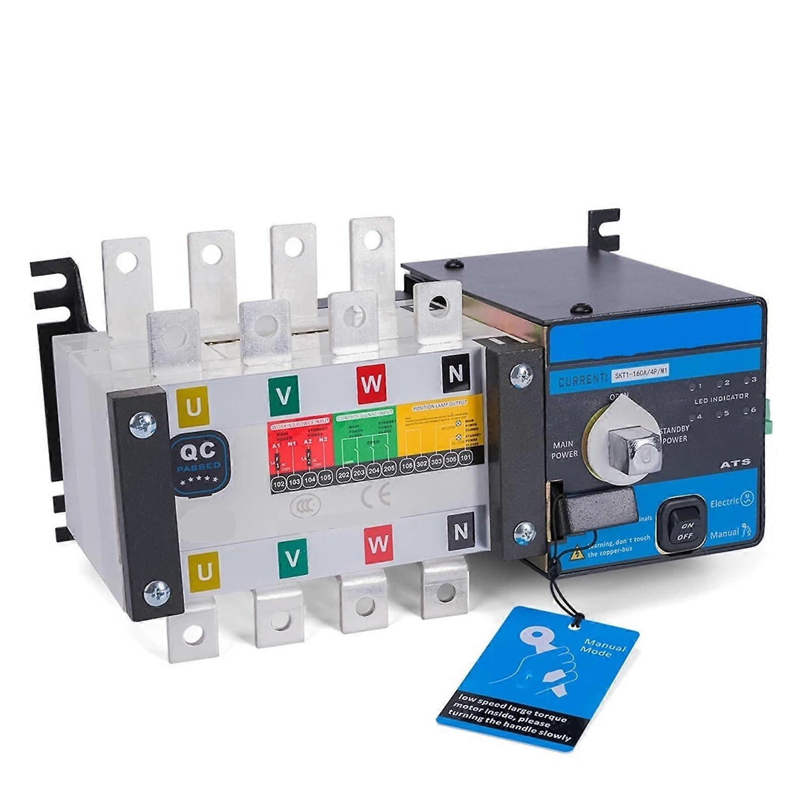 160A 4P Dual Power Automatic Transfer Switch for Generator with Millisecond Power Switching