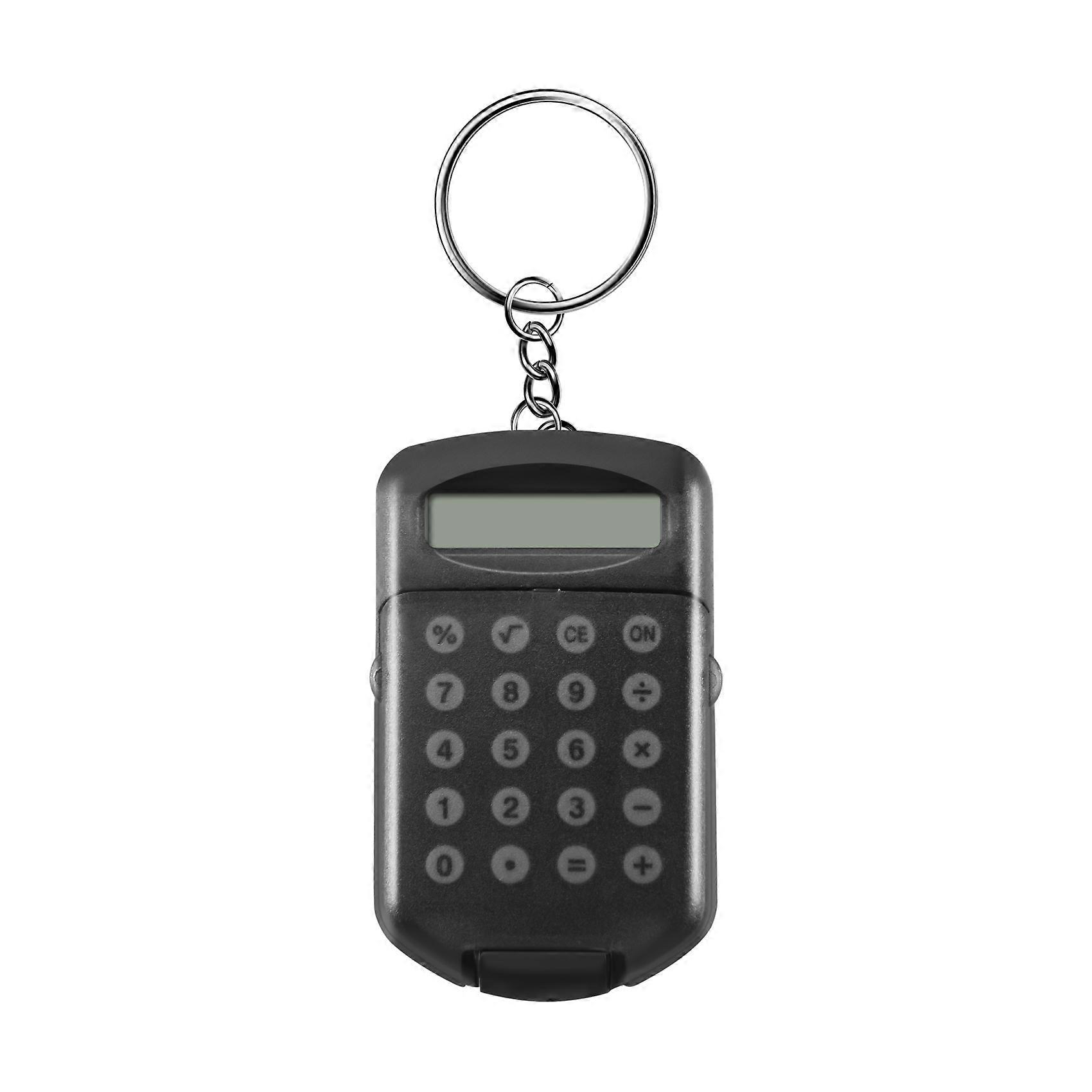 Gray Plastic Casing 8 Digits Electronic Mini Calculator w Keychain
