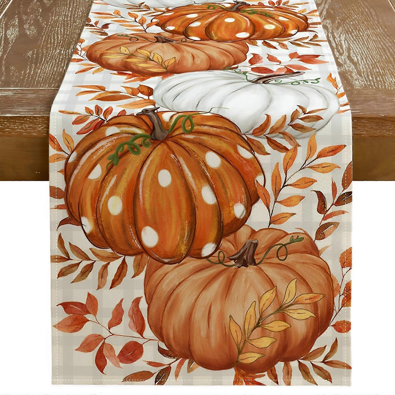 Polka Dot Pumpkin Eucalyptus Table Runner