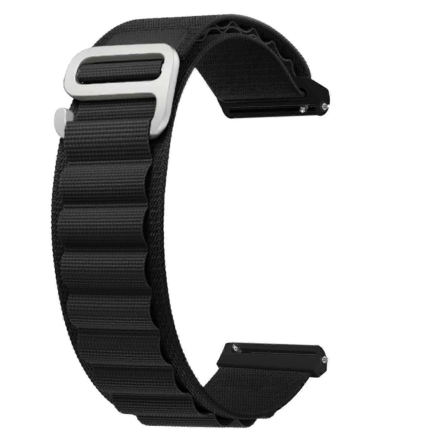 Nylon Quick Release Watch Band for Mi Revolve Active, Black Alpine Loop Style Breathable Strap