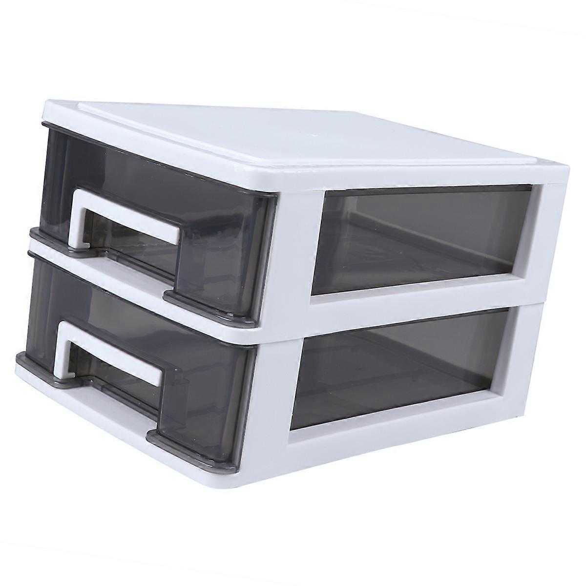 Plastic Storage Unit Drawer Type Storage Box Dustproof Living Room White 1Set