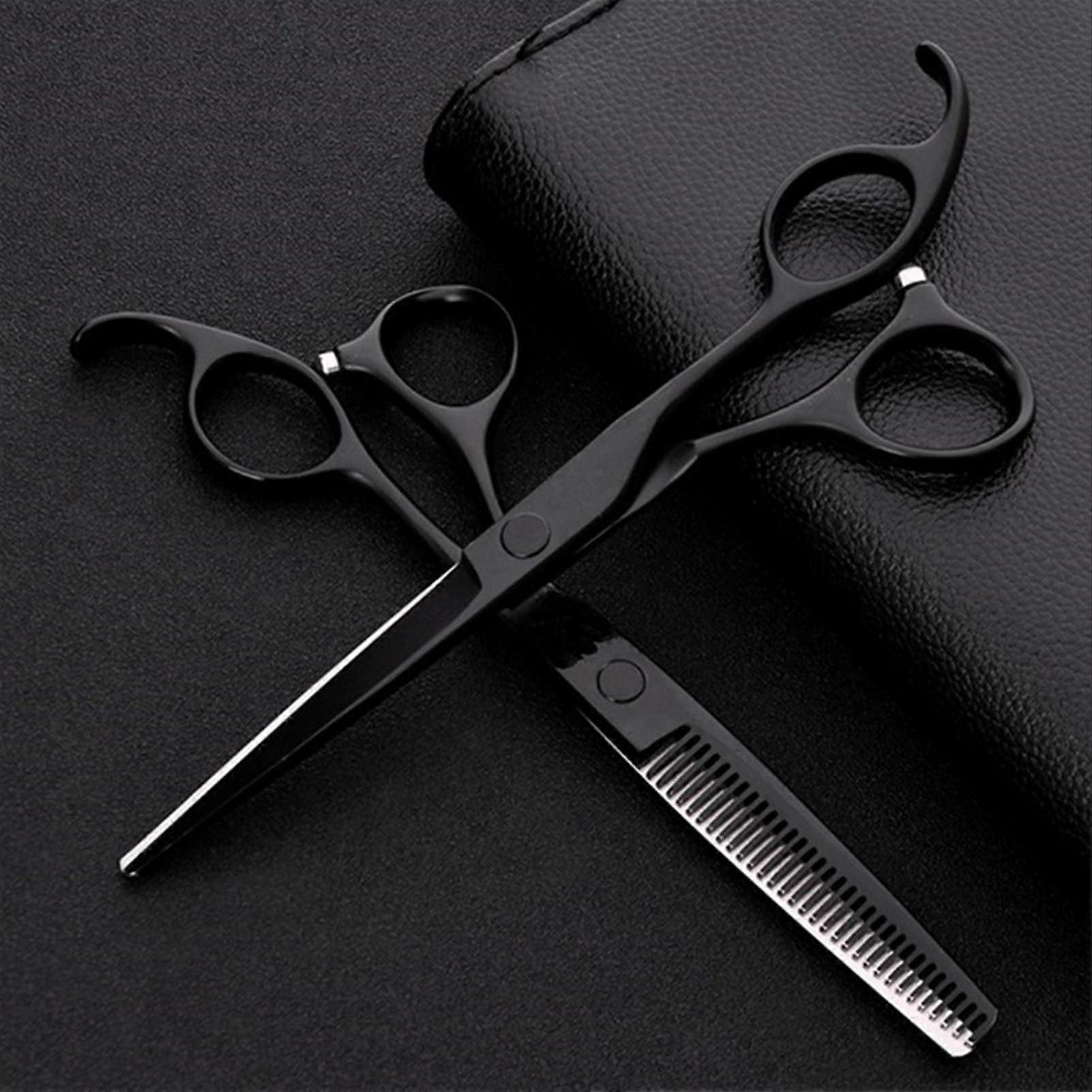 Kit de tesouras profissionais para corte de cabelo com lâminas afiadas e cabo ergonômico, 15 cm (6 polegadas), cor preta.
