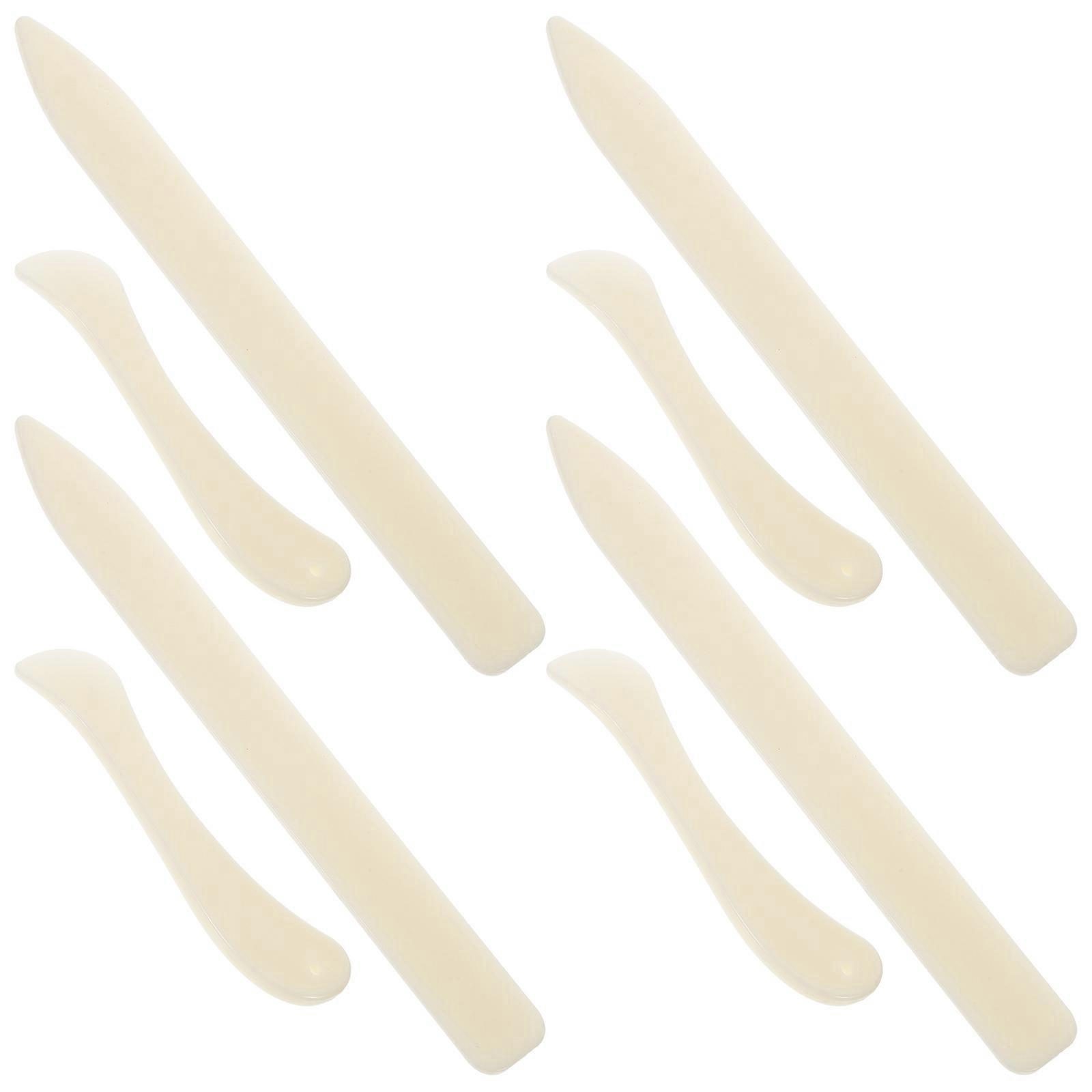 Paper Creaser Set Plastic Bone Folder Tool for Bookbinding 8Pcs Khaki
