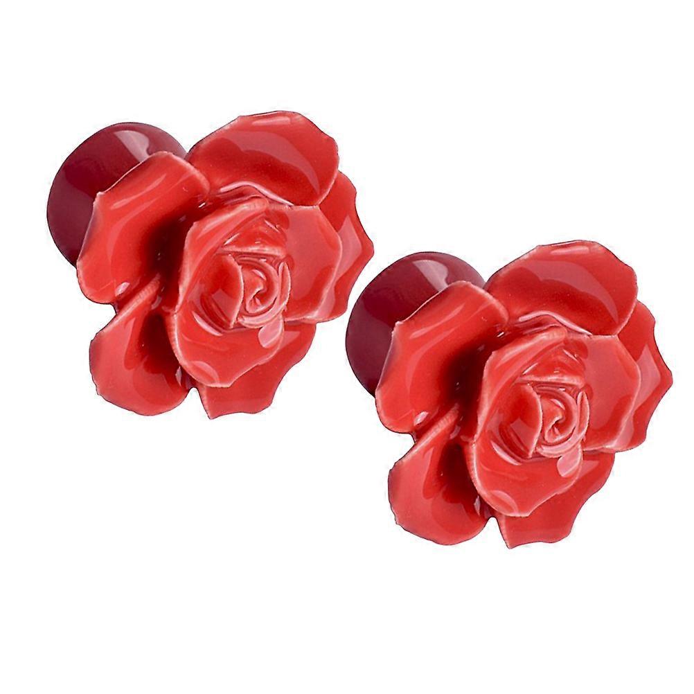 Ceramic Cupboard Knobs Rose Door Knob for Cabinet 2Pcs Red Color