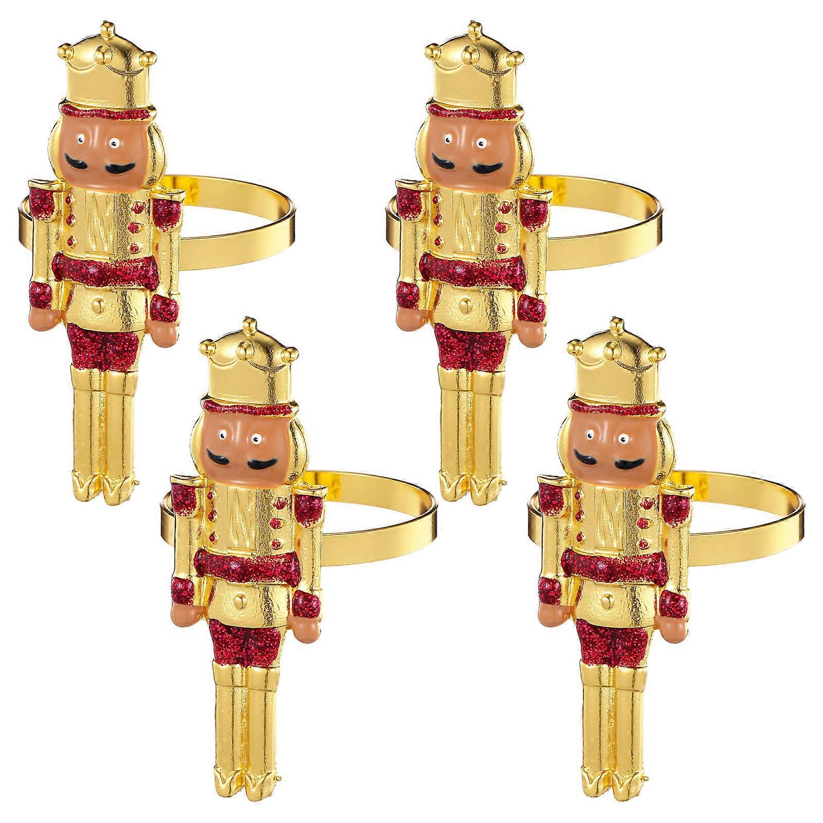 Christmas Nutcracker Napkin Ring for Festive Table 20Pcs Red Alloy