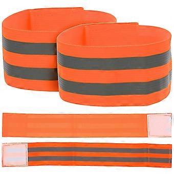 Reflektierende Armbänder aus orangefarbenem elastischem Gurtband für mehr Sicherheit – praktisches 4er-Set