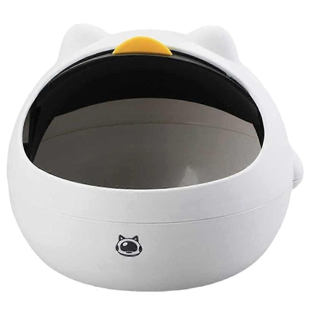 Small Garbage Can Cartoon Trash Bin for Storage White PP Material