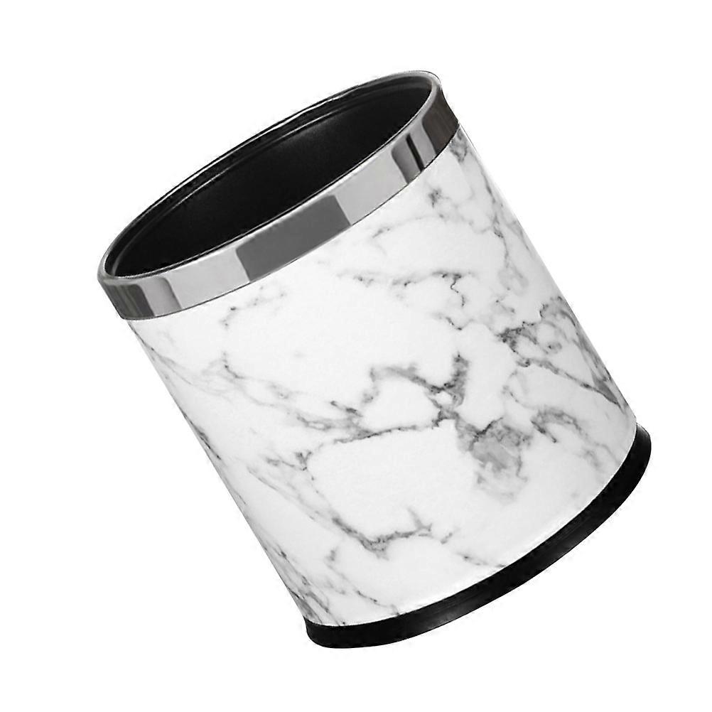 Multifunction Marble Pattern Trash Can for Living Room Storage Double Layer