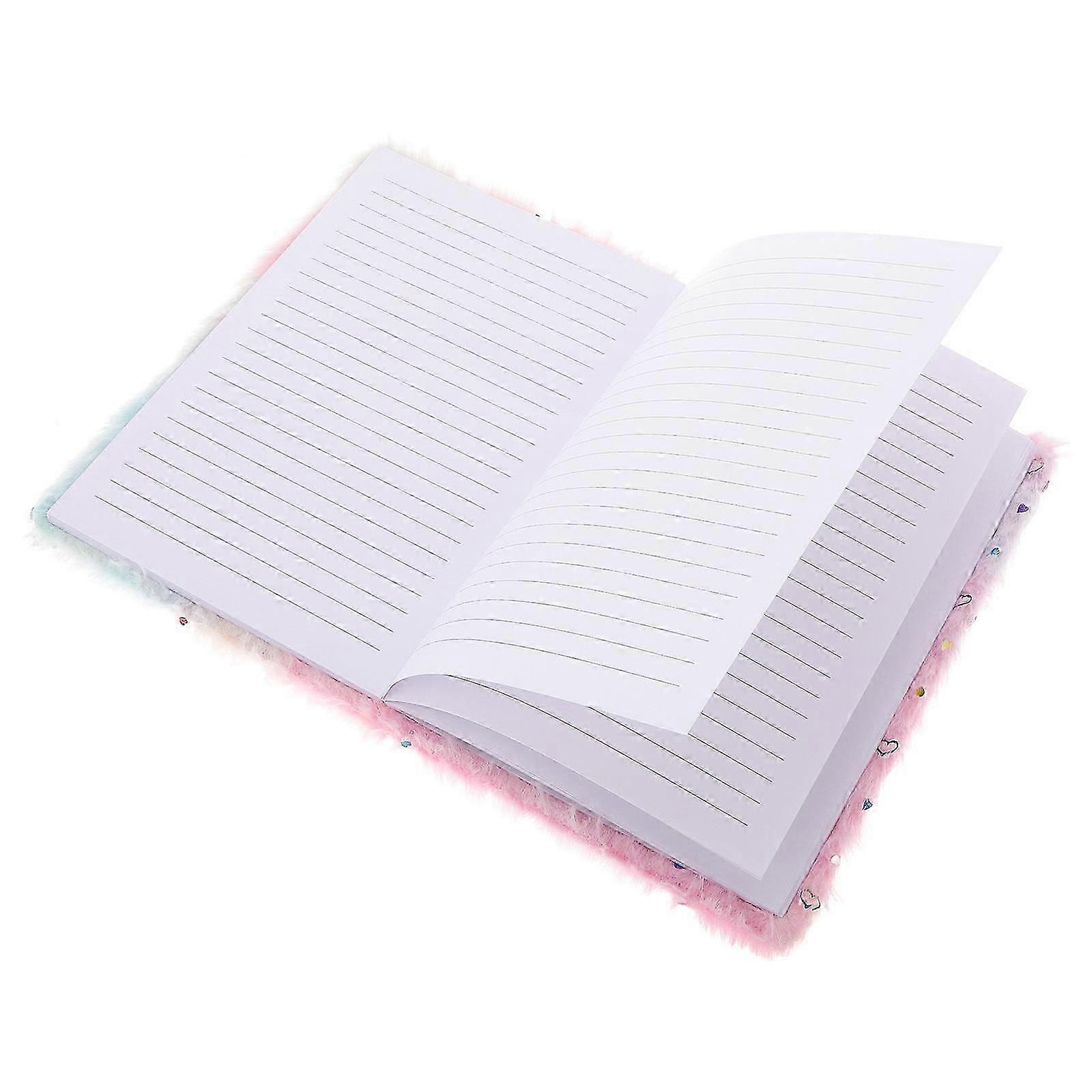 Fuzzy Diary Book for Students Multi-Use with Plush Cover and Heart Pattern