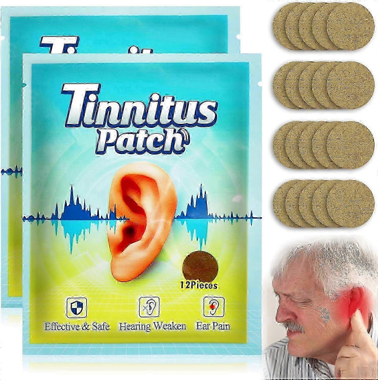 24 patchs anti-acouphènes pour soulager les bourdonnements d'oreilles - Traitement naturel à base de plantes contre les maux d'oreilles, soulage les douleurs, apaise les démangeaisons et la perte auditive.