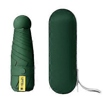 Compact 5-Fold Reinforced Sun Umbrella, Windproof, Water Resistant, Portable for Daily Commute and Travel, with Storage Capsule (17cm/18.5cm Length)