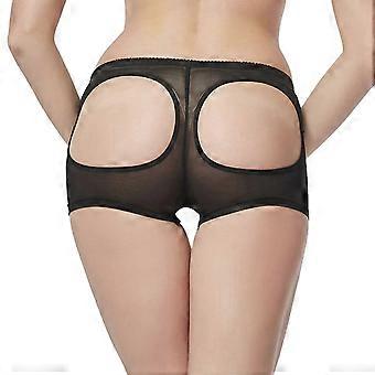 Women Butt Lifter Shapewear Hollow Out Hole Mesh Hip Enhancer Boyshort Panties Black