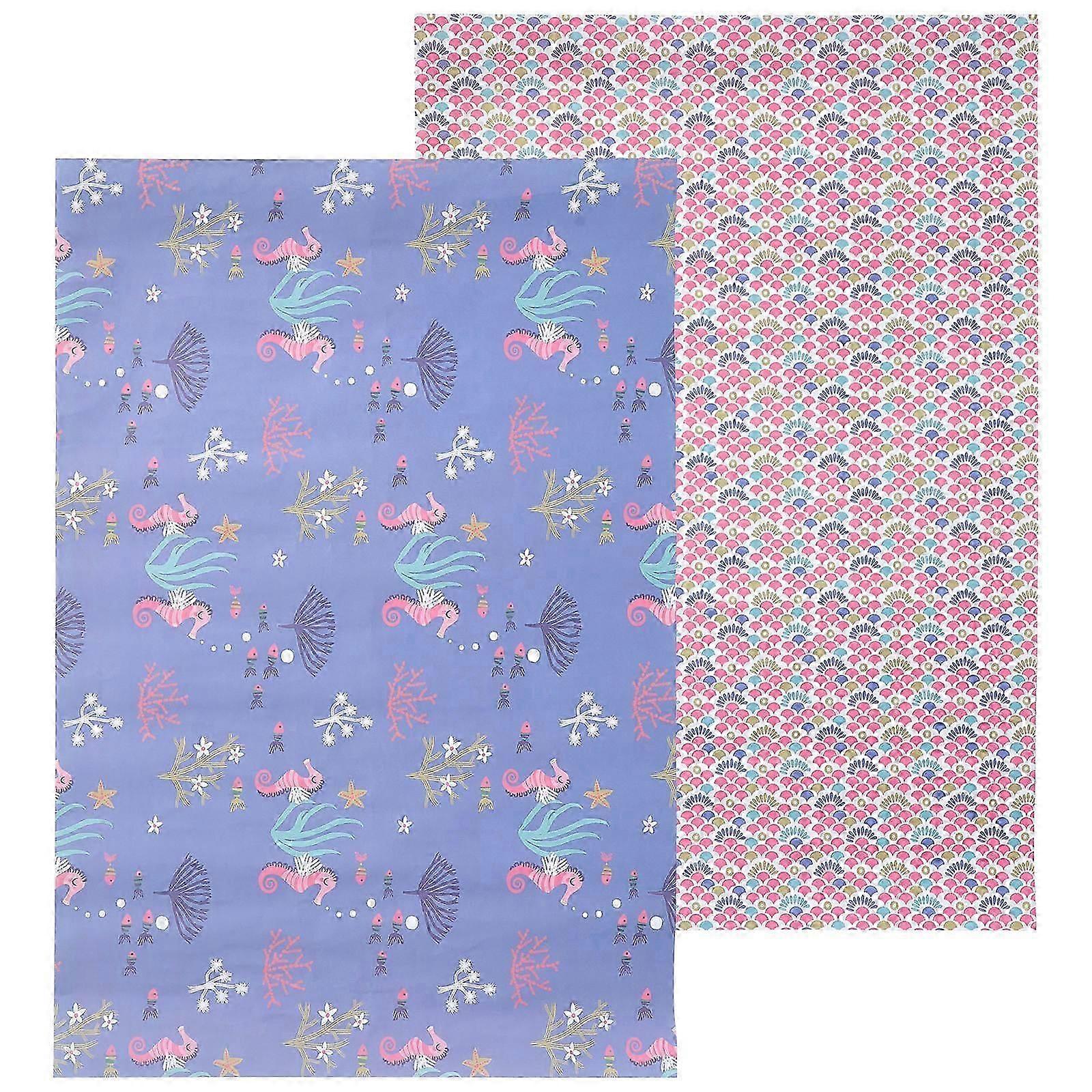 Ocean Pattern Paper Gift Wrap, 2 Sheets - Durable Wrapping Paper for Presents, DIY Birthday Gifts