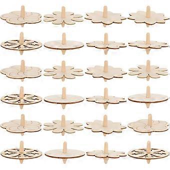24 pezzi Trottola in legno fai da te da dipingere Giocattolo per bambini Trottole Giocattolo Giroscopio per bambini Giroscopio per bambini Non rifinito Accessorio antistress per bambini
