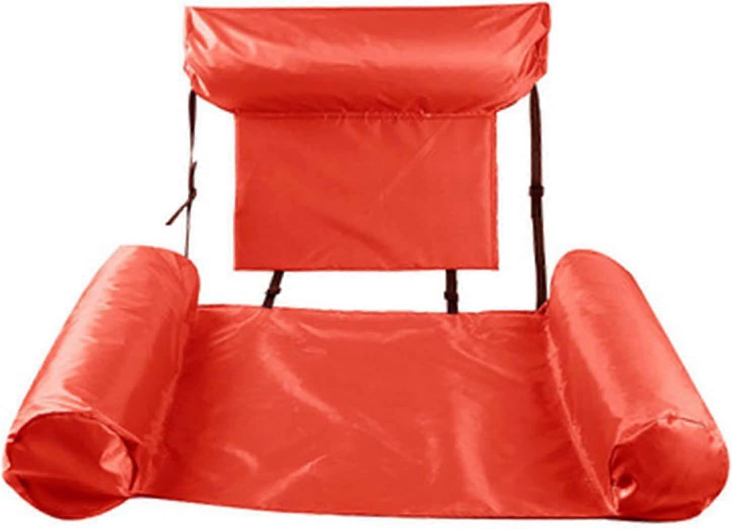 Pool Float Inflatable Water Hammock, Foldable Backrest Inflatable Floating Bed, Drifter Swimming Pool Beach Float,Red