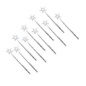 10 Pcs New Fairy Stick Large Princess Angle Wand Dress Gifts For Kids Girls Christmas Gifts(silver)