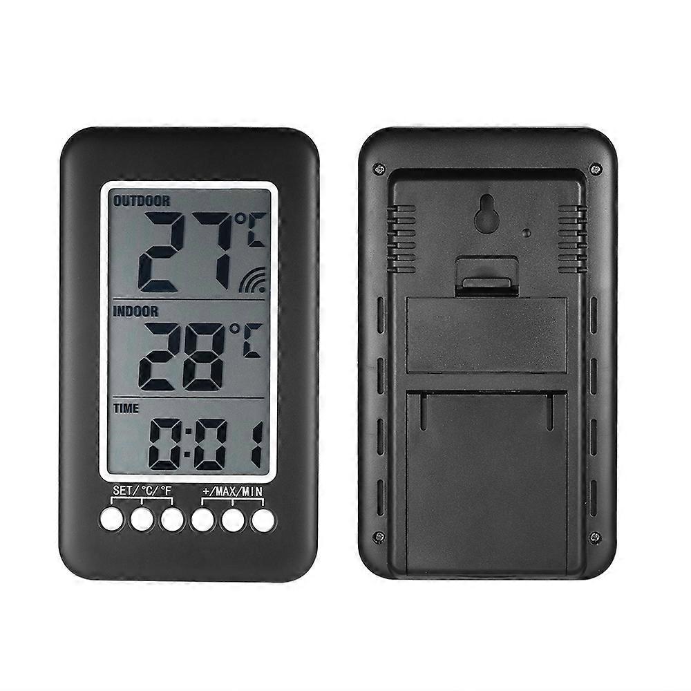 Digital Thermometer With Clock Function Outdoor Indoor LCD Wireless Temperature Meter Electronic Thermometer Weather Station