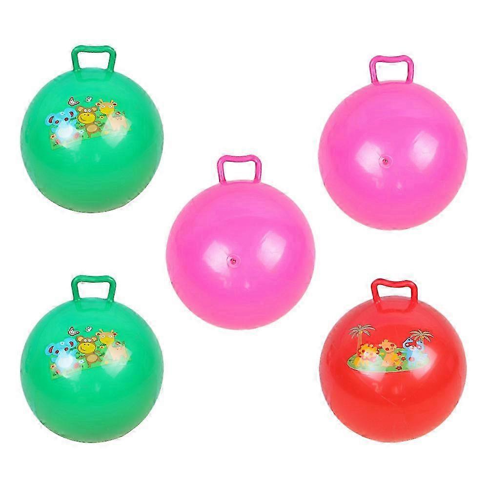 5pcs Kids Inflatable Exercise Balls Jumping Balls Cartoon Pattern Hopper Balls