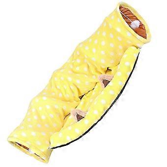 Rabbit Tunnel Foldable Bunny Tunnel Bed compatible with Kids Yellow Flannel