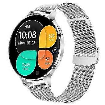 Smartwatch KM100 ultrasottile interamente in metallo, display AMOLED da 1,75'', chiamate Bluetooth, oltre 150 sport, certificazione IP68 (argento)