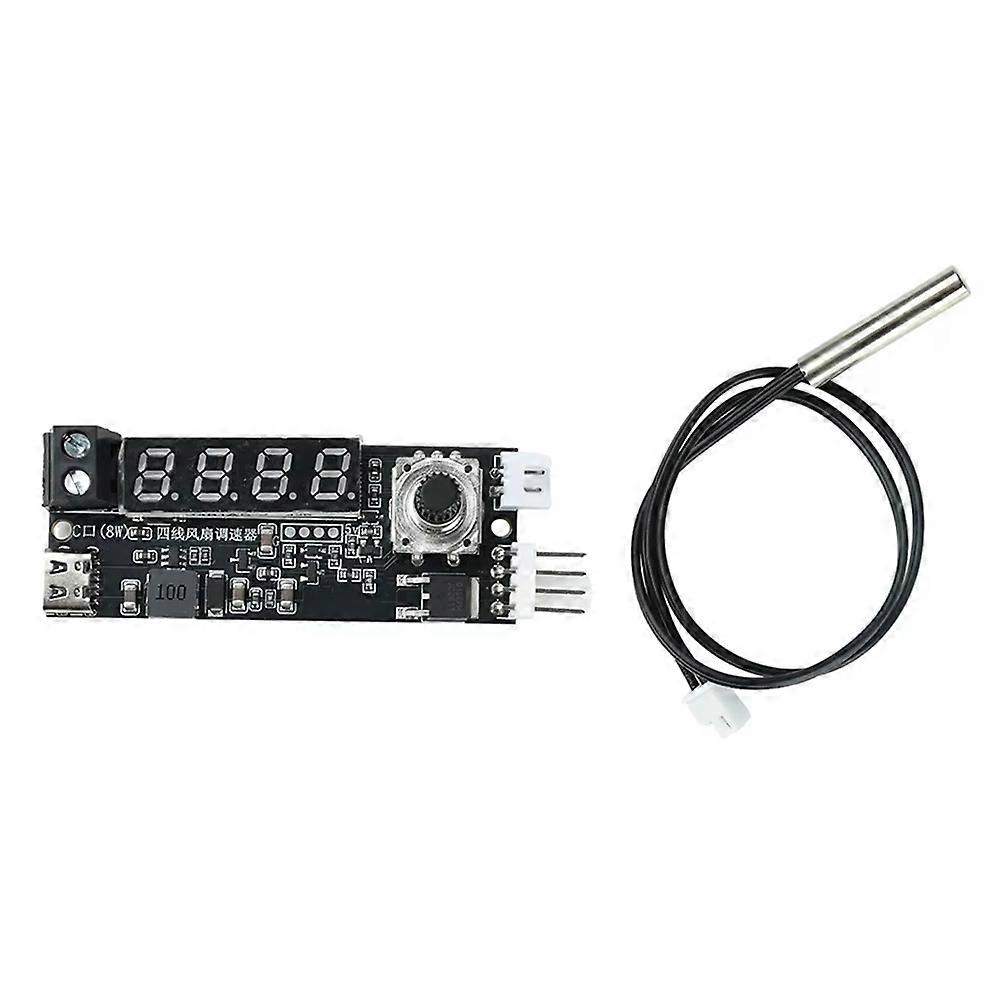 DC 5V/12V 4-Wire Fan Speed Controller Temperature-Controlled Switch PWM Motor Driver Controller Temp/RPM Display