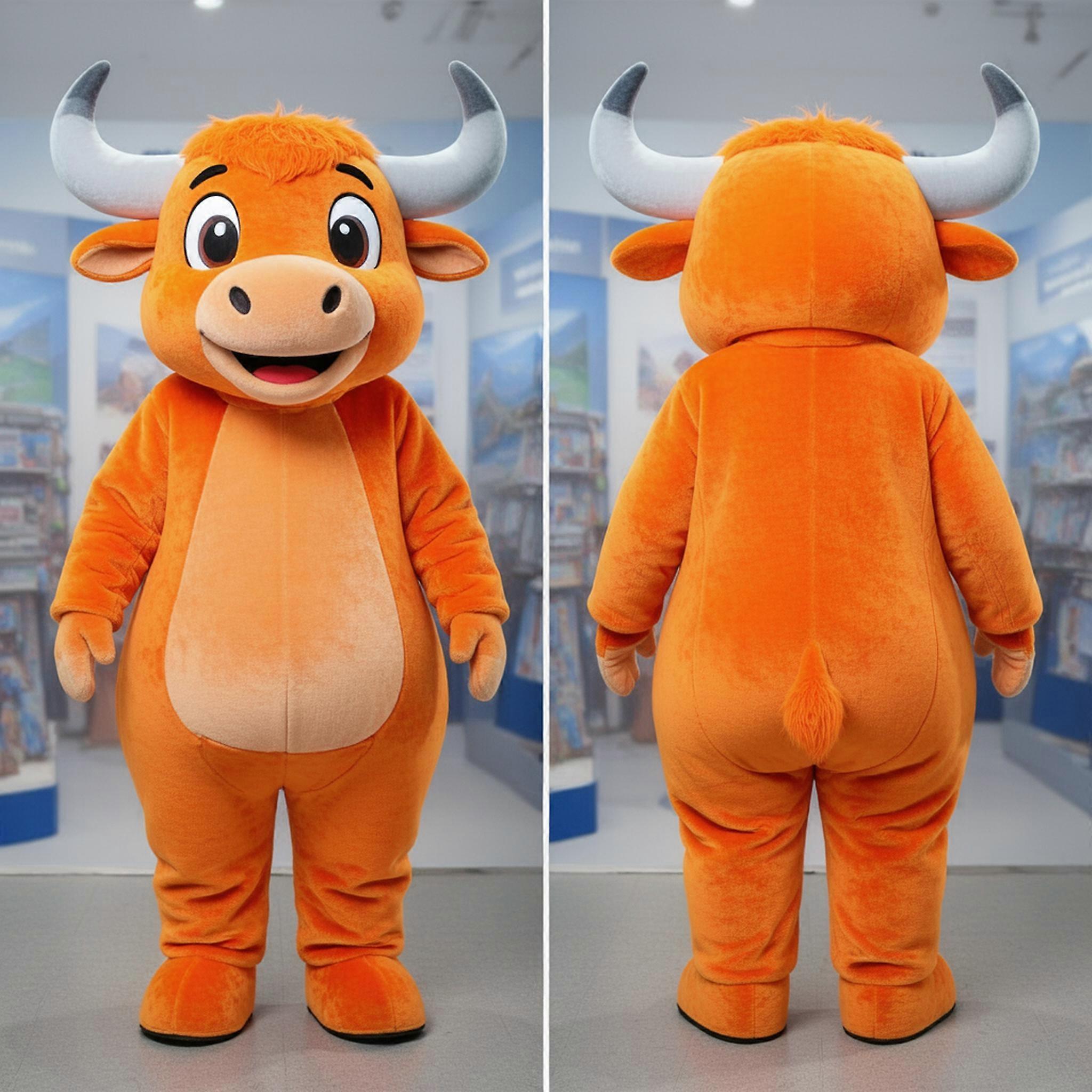 MASTICOT Orange Cartoon Yak Mascot
