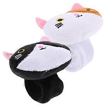 Plush Slap Bracelet Cartoon Cat Wristband for Decor 10Pcs Assorted Color