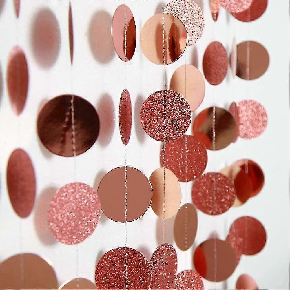 Rose Gold Glitter Circle Dots Bunting String