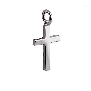 Silver 20x13mm plain solid block Cross