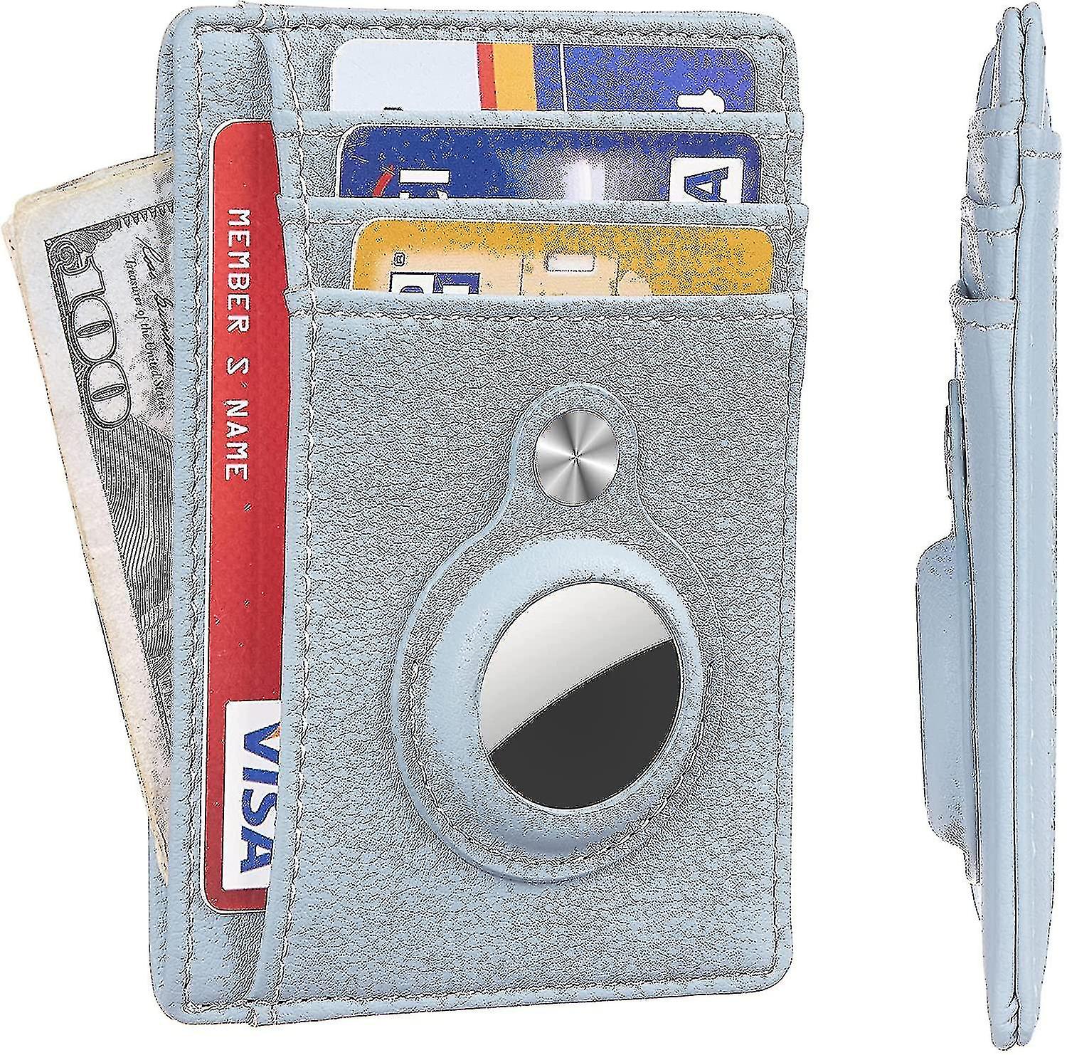 Slim Minimalist Front Pocket Wallet With Built-in Case Holder For Airtag