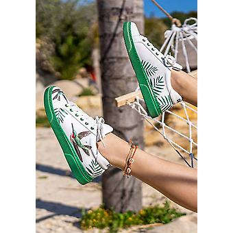 Women White Vegan Leather Sneakers Soar the Sky 