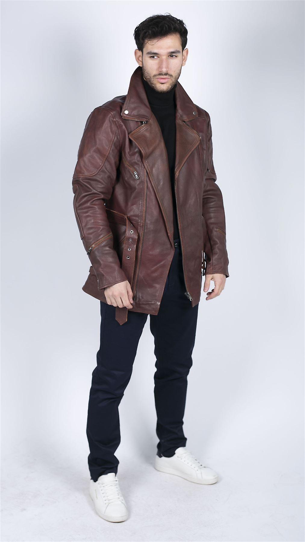 Men's Zip Up Long Sleeve Biker Jacket