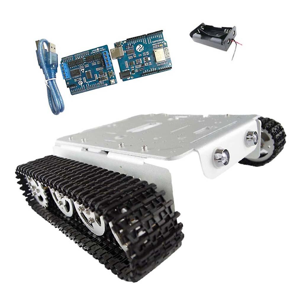 مجموعة كاملة من هيكل خزان الزاحف الكلاسيكي القياسي Arduino + WiFi الفضي