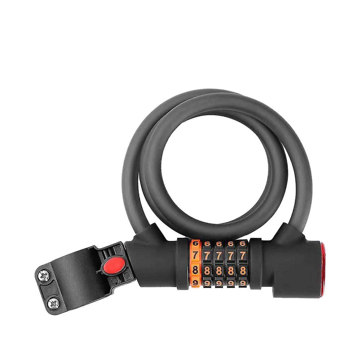 Bike Cable Lock With 5-digit Code Password Coiled Anti-theft Security With Taillight Bicycle Lock(s