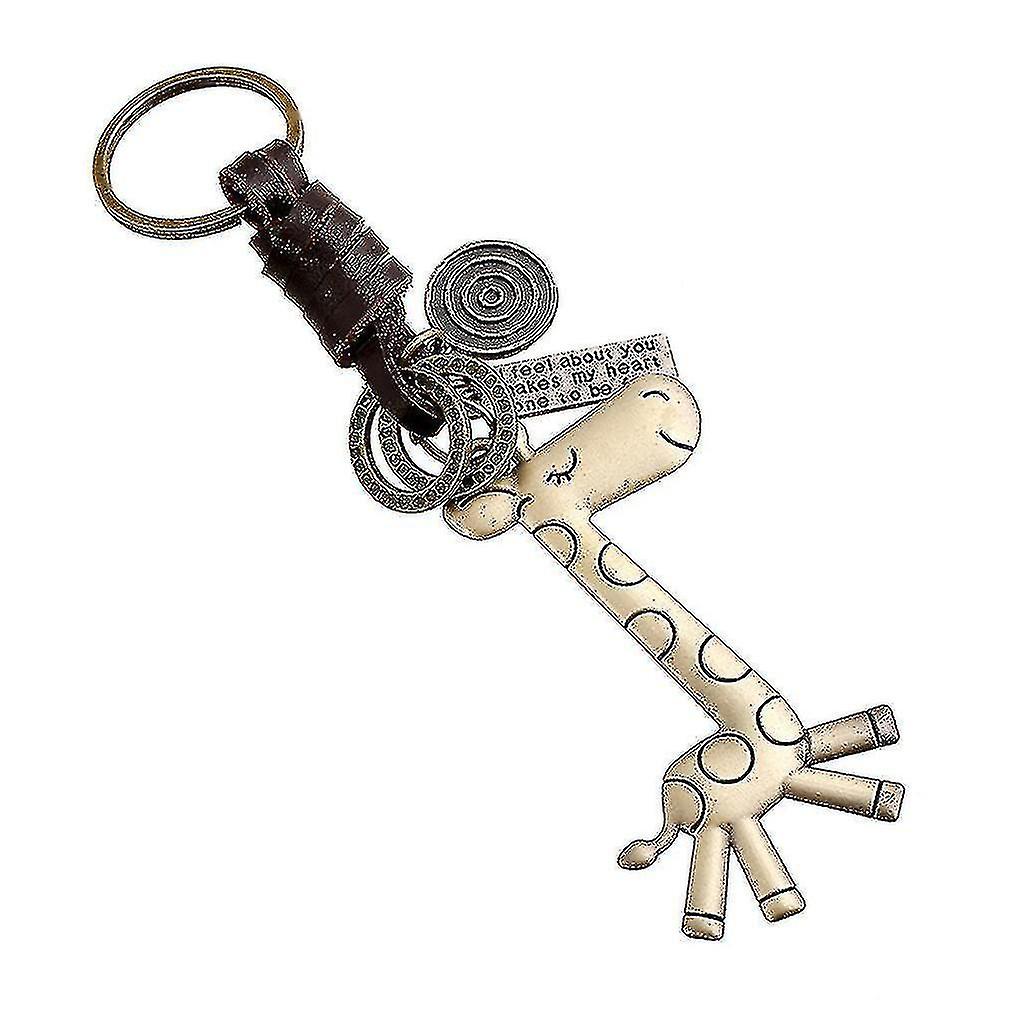 Keychain Key Ring Alloy Giraffe Woven Leather Keychain Key Ring Key...
